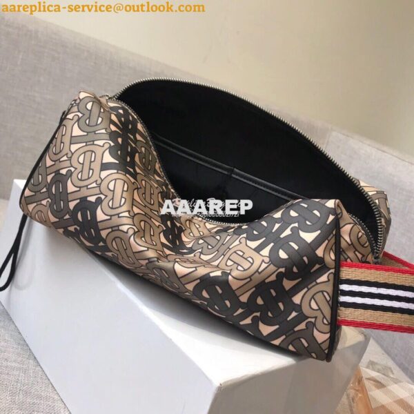 Replica Burberry Monogram Print Nylon Pouch 80107641 Khaki 4