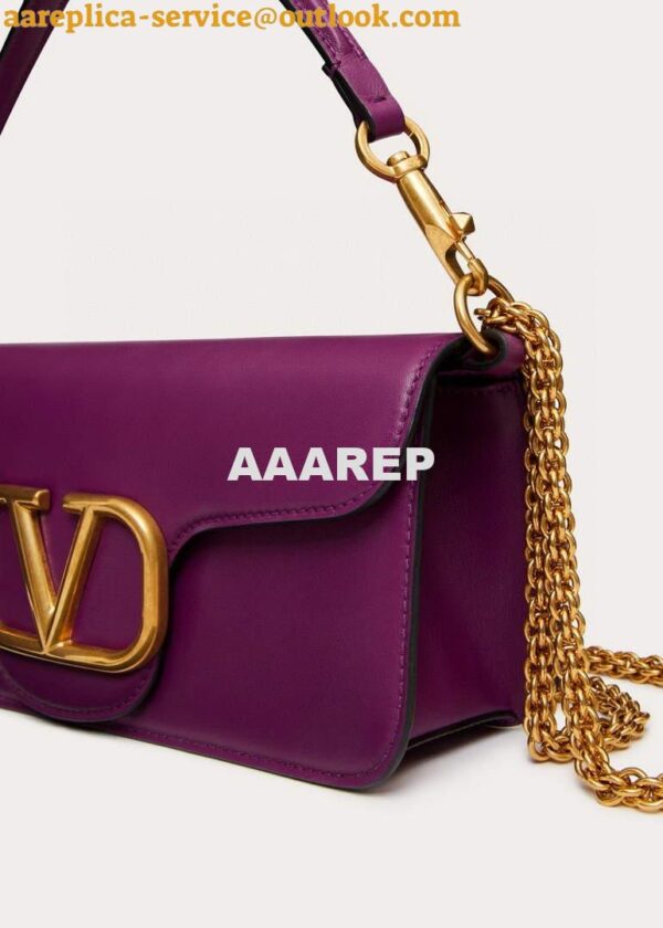 Replica Valentino XW0B0K30 Locò Calfskin Shoulder Bag Purple 4