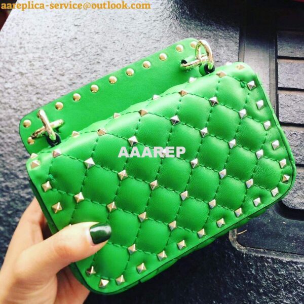 Replica Valentino XW2B0123 Small Rockstud Spike Nappa Leather Bag Green 5
