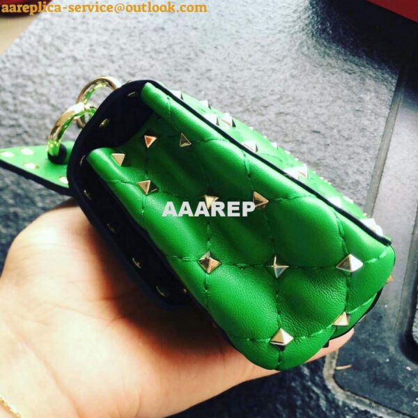 Replica Valentino XW2B0123 Small Rockstud Spike Nappa Leather Bag Green 6