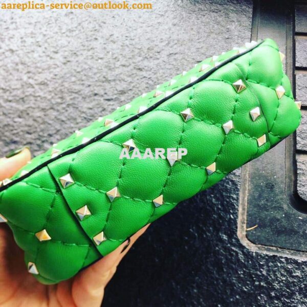 Replica Valentino XW2B0123 Small Rockstud Spike Nappa Leather Bag Green 7