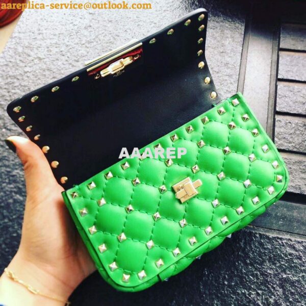 Replica Valentino XW2B0123 Small Rockstud Spike Nappa Leather Bag Green 8