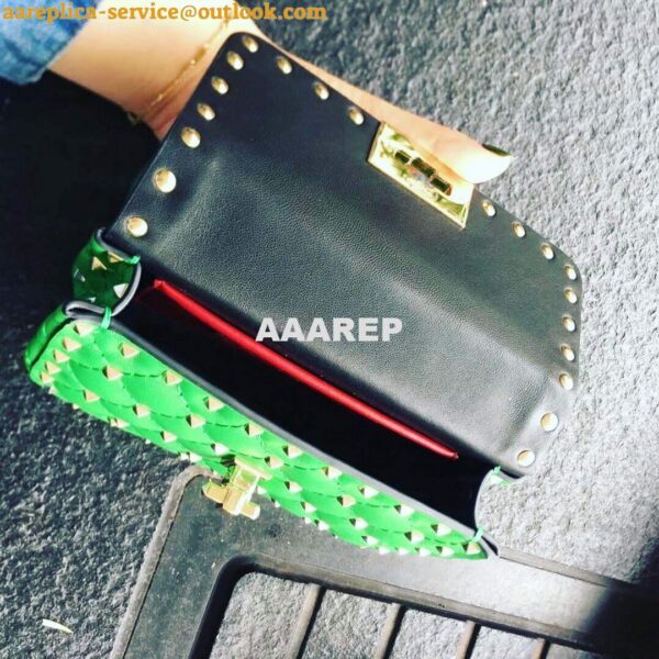 Replica Valentino XW2B0123 Small Rockstud Spike Nappa Leather Bag Green 10