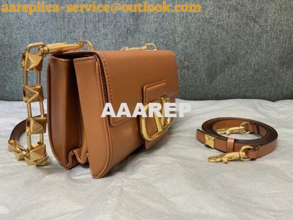 Replica Valentino XW2B0J96 Stud Sign Grainy Calfskin Shoulder Bag Brown 4