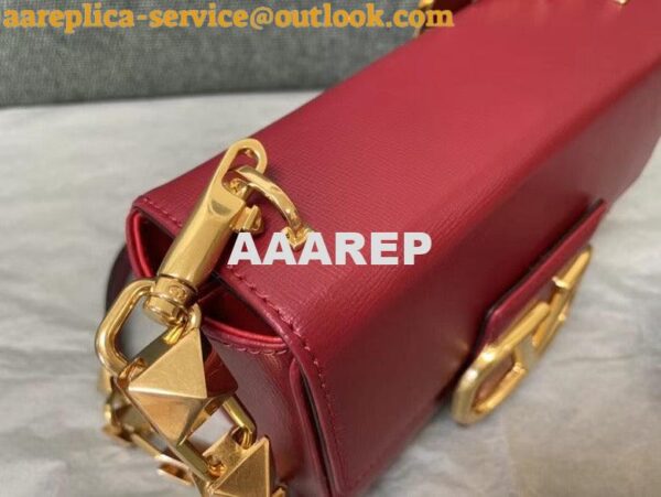 Replica Valentino XW2B0J96 Stud Sign Grainy Calfskin Shoulder Bag Wine Red 4