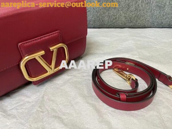 Replica Valentino XW2B0J96 Stud Sign Grainy Calfskin Shoulder Bag Wine Red 5