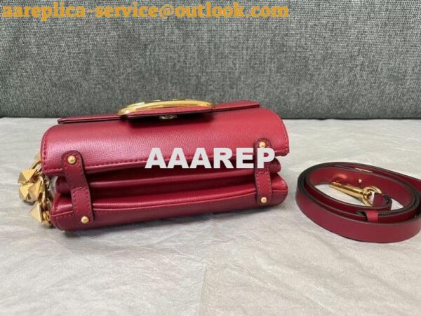 Replica Valentino XW2B0J96 Stud Sign Grainy Calfskin Shoulder Bag Wine Red 6