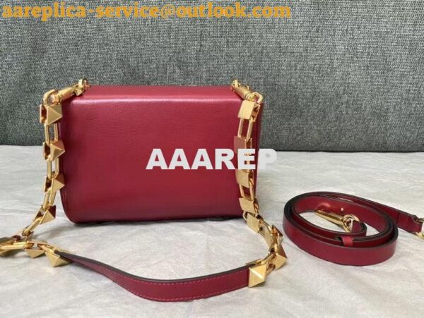Replica Valentino XW2B0J96 Stud Sign Grainy Calfskin Shoulder Bag Wine Red 7