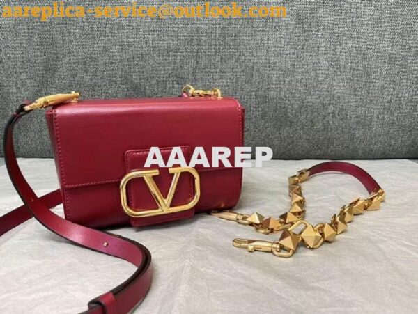 Replica Valentino XW2B0J96 Stud Sign Grainy Calfskin Shoulder Bag Wine Red 9