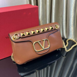 Replica Valentino XW2B0K26 Stud Sign Nappa Shoulder Bag Brown