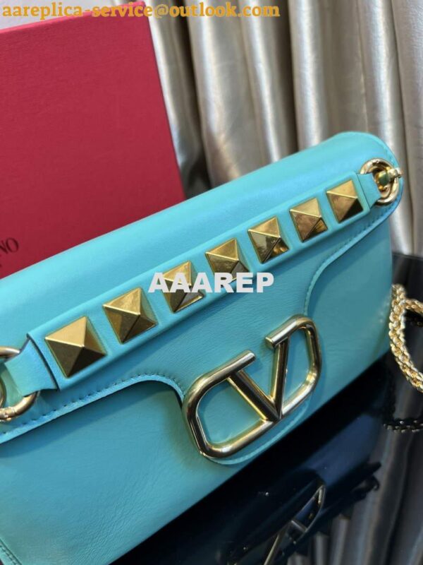 Replica Valentino XW2B0K26 Stud Sign Nappa Shoulder Bag Lake Blue 3