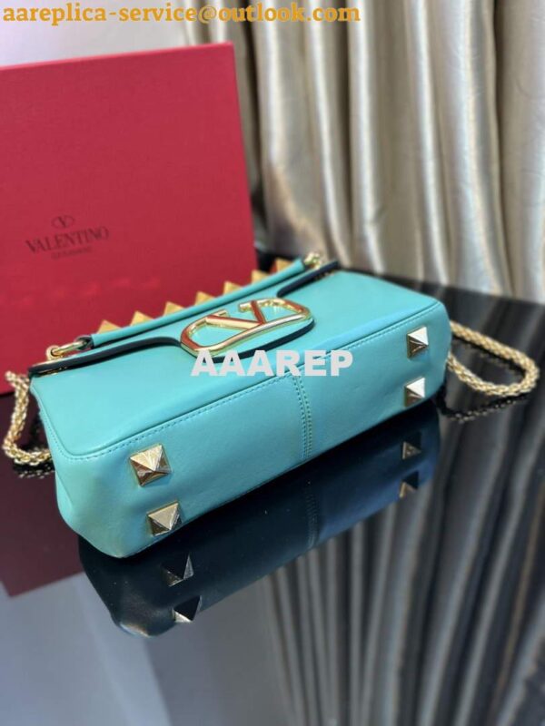 Replica Valentino XW2B0K26 Stud Sign Nappa Shoulder Bag Lake Blue 4