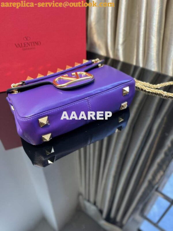 Replica Valentino XW2B0K26 Stud Sign Nappa Shoulder Bag Purple 2