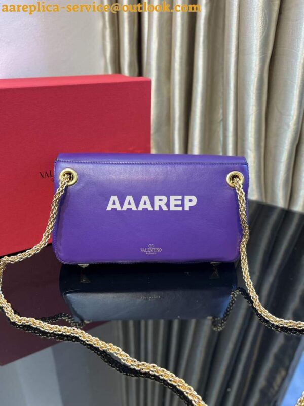 Replica Valentino XW2B0K26 Stud Sign Nappa Shoulder Bag Purple 3