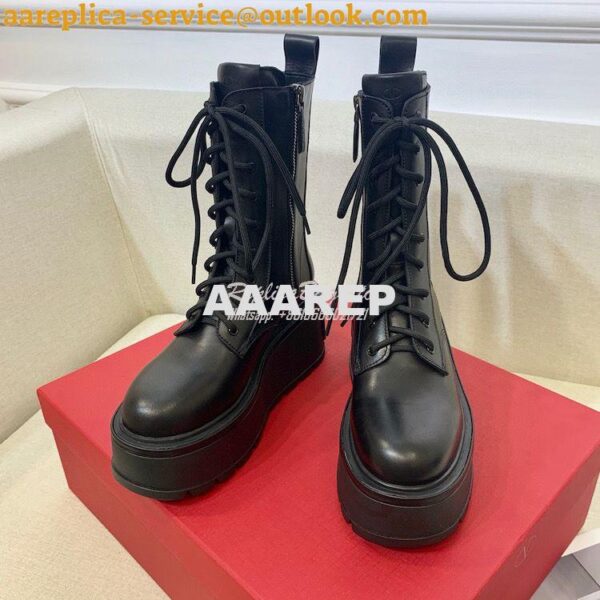 Replica Valentino Uniqueform VLOGO Leather Platform Combat Boots 80mm 5