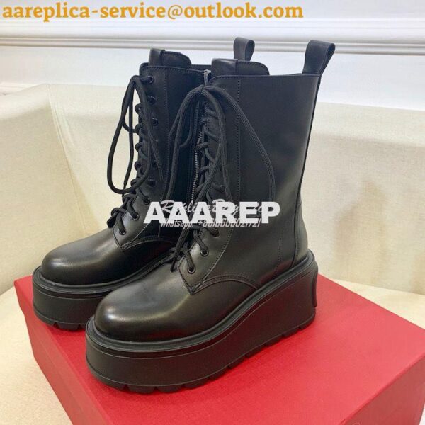 Replica Valentino Uniqueform VLOGO Leather Platform Combat Boots 80mm 6