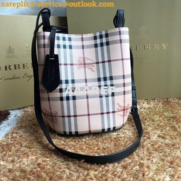 Replica Burberry Haymarket Check Crossbody Bucket Bag 40571581 Black