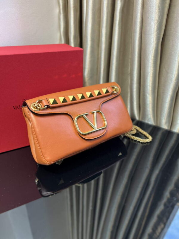 Replica Valentino XW2B0K26 Stud Sign Nappa Shoulder Bag Tan