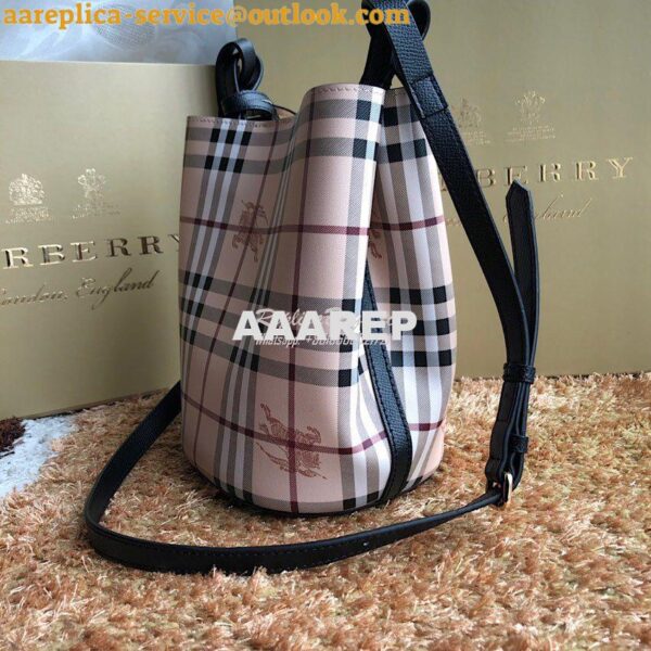 Replica Burberry Haymarket Check Crossbody Bucket Bag 40571581 Black 4