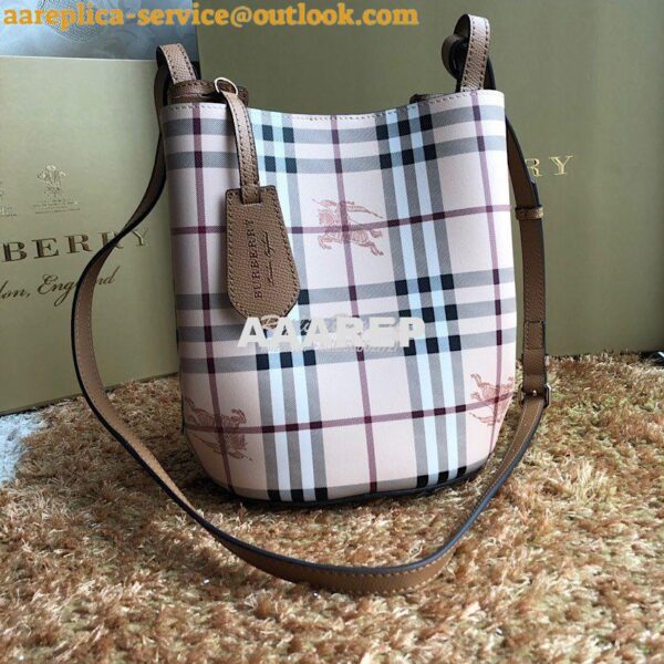 Replica Burberry Haymarket Check Crossbody Bucket Bag 40571581 Brown