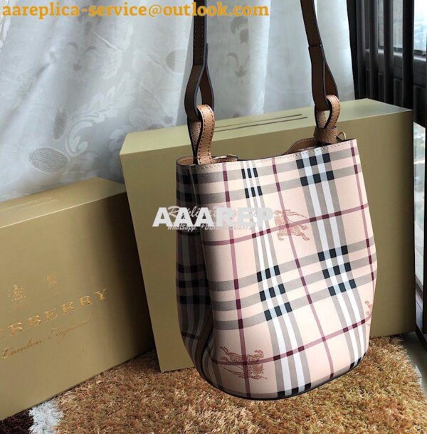 Replica Burberry Haymarket Check Crossbody Bucket Bag 40571581 Brown 5