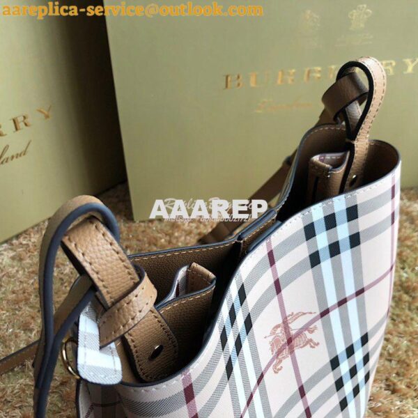 Replica Burberry Haymarket Check Crossbody Bucket Bag 40571581 Brown 8