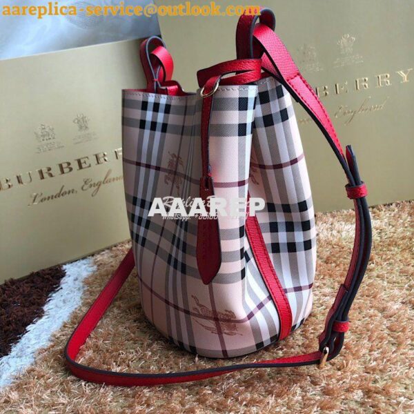 Replica Burberry Haymarket Check Crossbody Bucket Bag 40571581 Red 5