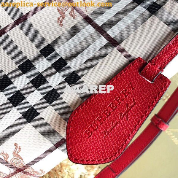 Replica Burberry Haymarket Check Crossbody Bucket Bag 40571581 Red 4