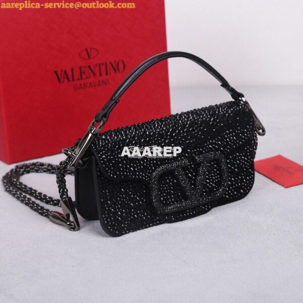 Replica Valentino Small Loco Shoulder Bag With Rhinestones 3W2B0K Blac 2