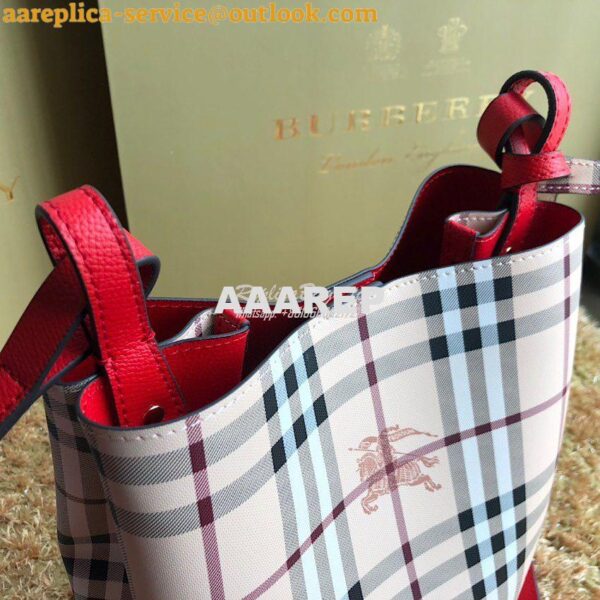 Replica Burberry Haymarket Check Crossbody Bucket Bag 40571581 Red 5