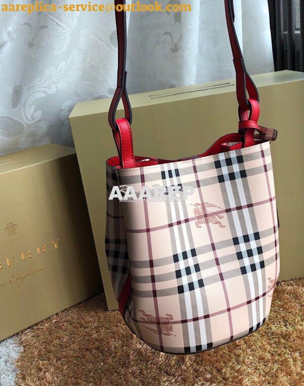 Replica Burberry Haymarket Check Crossbody Bucket Bag 40571581 Red 10