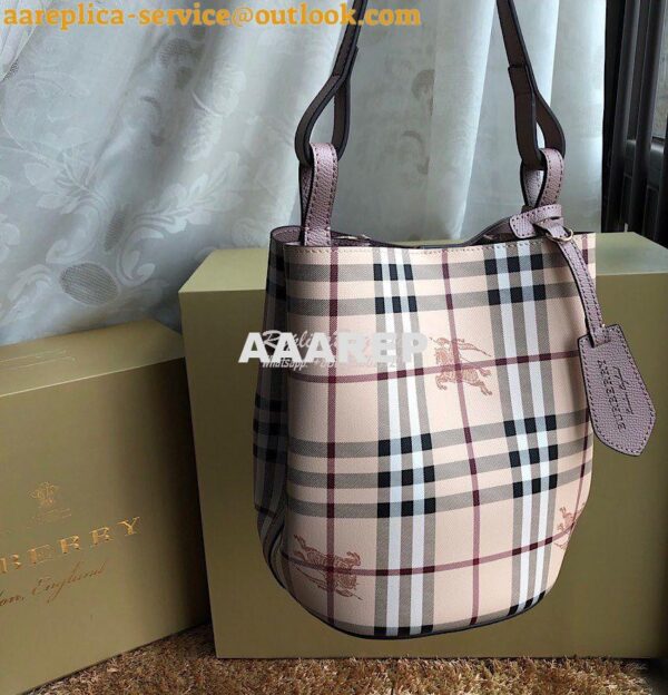 Replica Burberry Haymarket Check Crossbody Bucket Bag 40571581 Rose Po 4