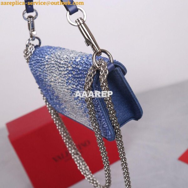 Replica Valentino Small Loco Shoulder Bag With Rhinestones 3W2B0K Blue 4