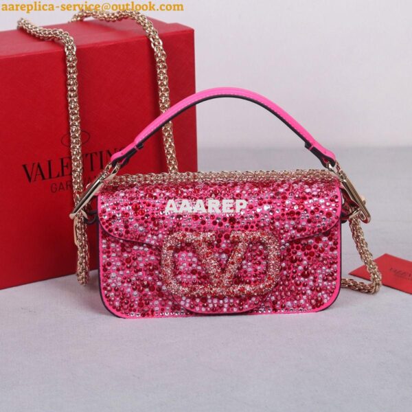 Replica Valentino Small Loco Shoulder Bag With Rhinestones 3W2B0K Fuch 2