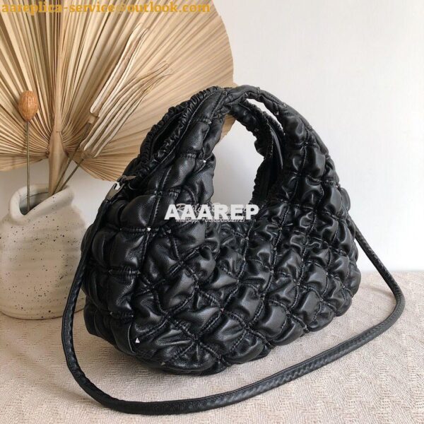 Replica Valentino Small Nappa Spikeme Hobo Bag VW2B0H82 Black 3