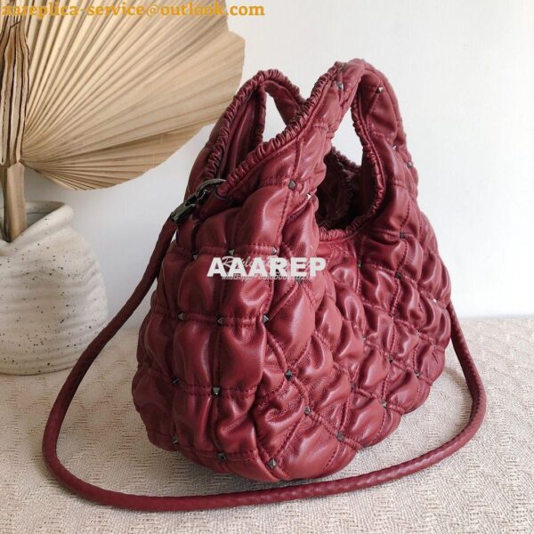 Replica Valentino Small Nappa Spikeme Hobo Bag VW2B0H82 Claret Red 3