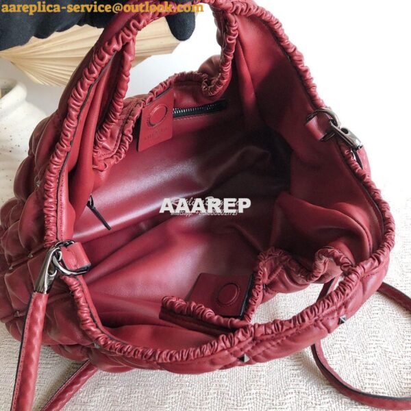 Replica Valentino Small Nappa Spikeme Hobo Bag VW2B0H82 Claret Red 7