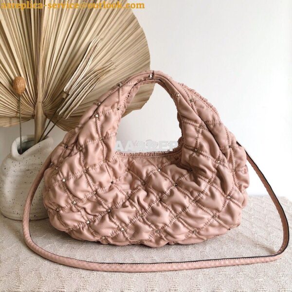 Replica Valentino Small Nappa Spikeme Hobo Bag VW2B0H82 Pink