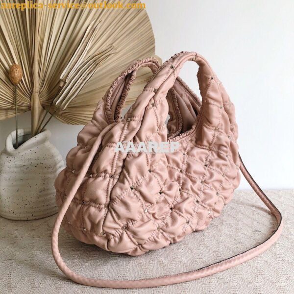 Replica Valentino Small Nappa Spikeme Hobo Bag VW2B0H82 Pink 3