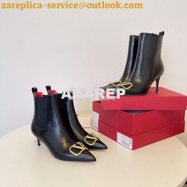 Replica Valentino VLogo 40mm Black Leather Ankle Boots 5