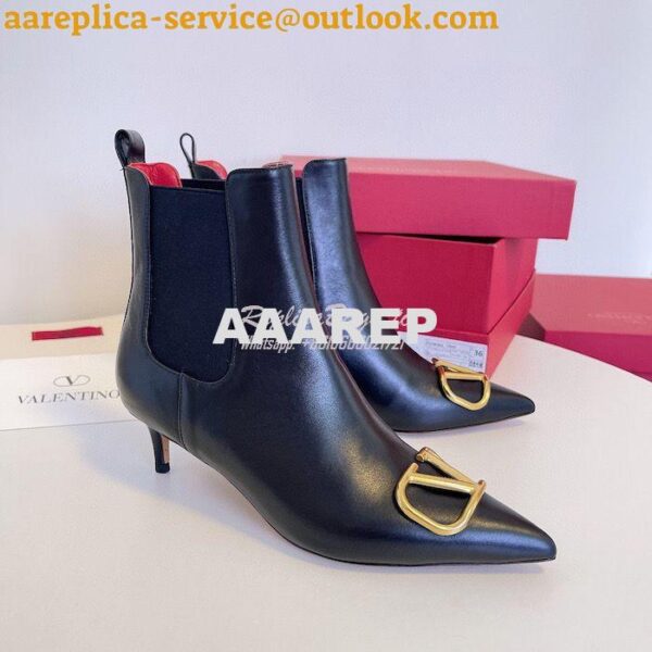 Replica Valentino VLogo 40mm Black Leather Ankle Boots 6