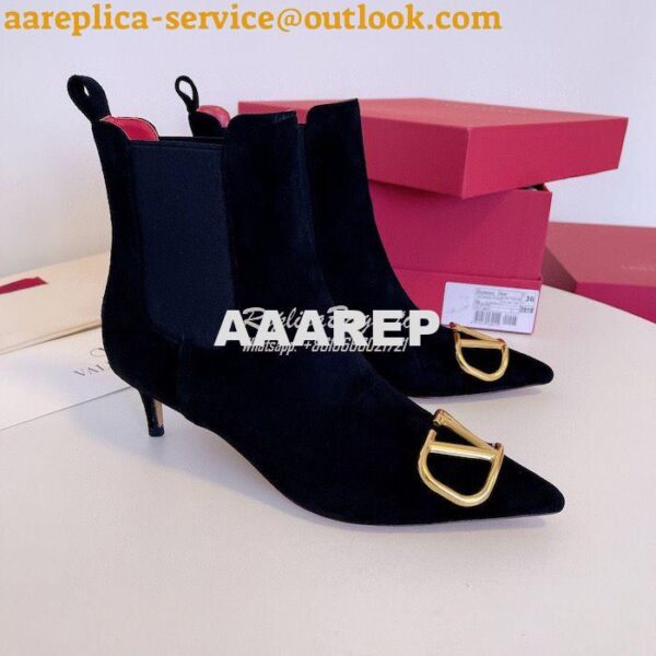 Replica Valentino VLogo 40mm Black Leather Ankle Boots 14