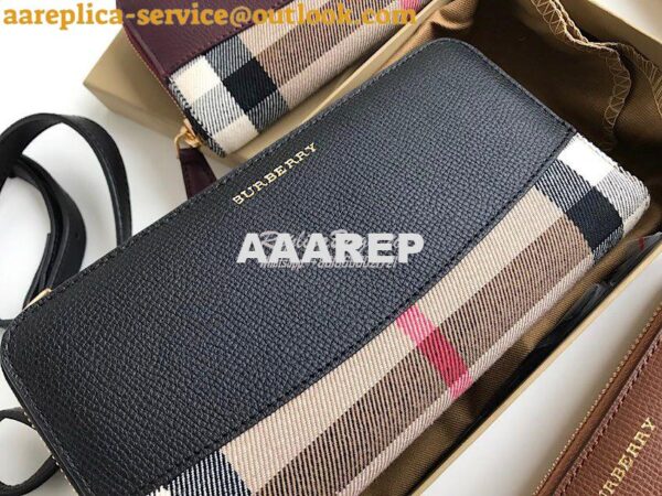 Replica Burberry House Check and Grainy Calf Leather Zip Around Wallet 5