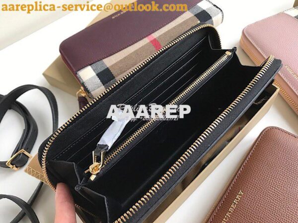 Replica Burberry House Check and Grainy Calf Leather Zip Around Wallet 4