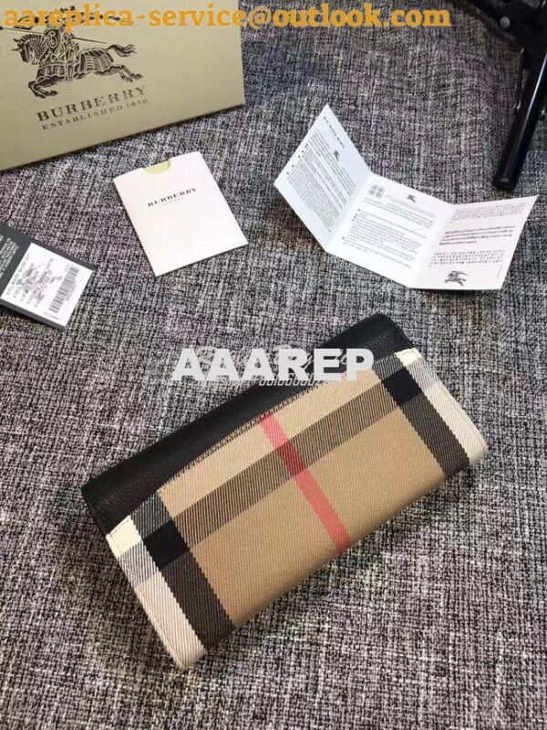 Replica Burberry House Check And Grainy Leather Continental Wallet 5