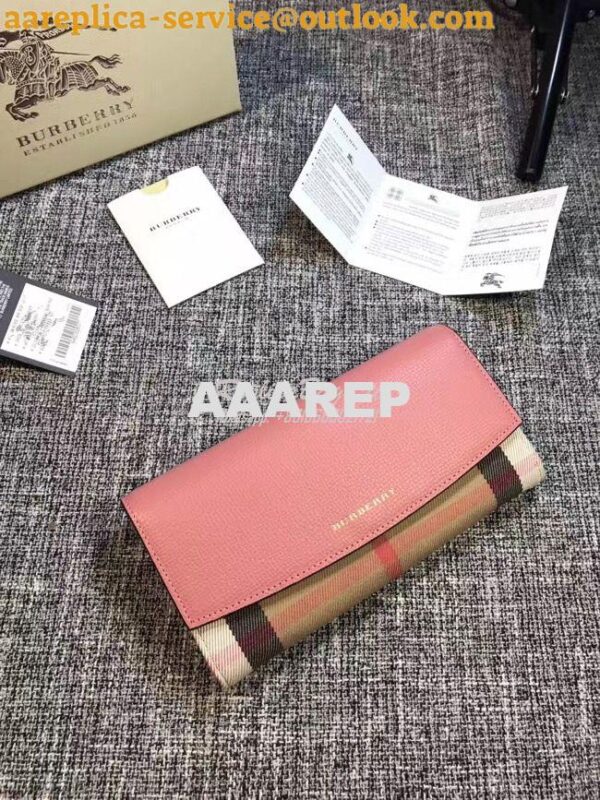 Replica Burberry House Check And Grainy Leather Continental Wallet 8