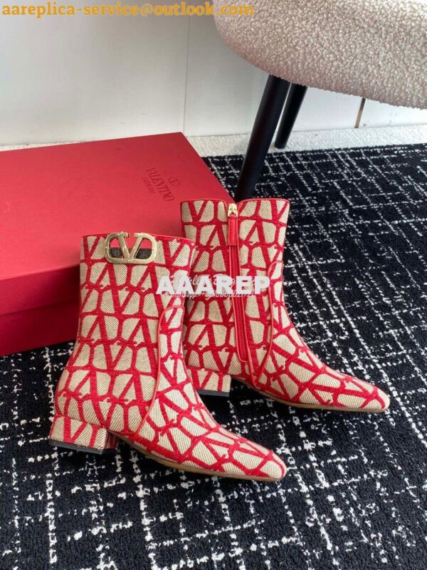 Replica Valentino VLogo Ankle Boot In Toile Iconographe 30mm 2W2S0FT1 5