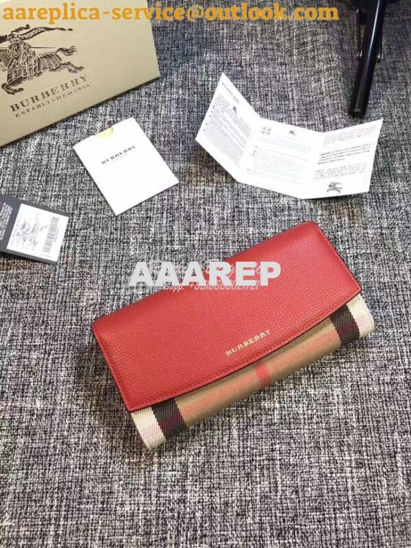 Replica Burberry House Check And Grainy Leather Continental Wallet 14