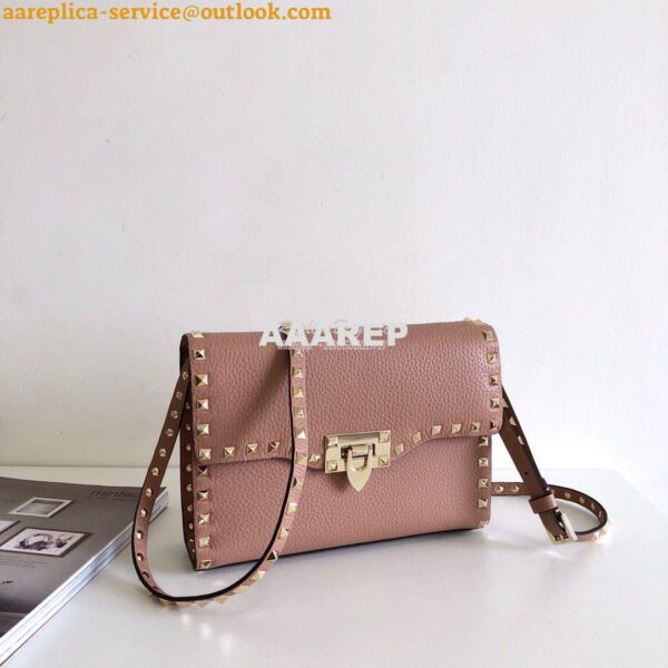 Replica Valentino Small Rockstud Grainy Calfskin Crossbody Bag 0181B N 2