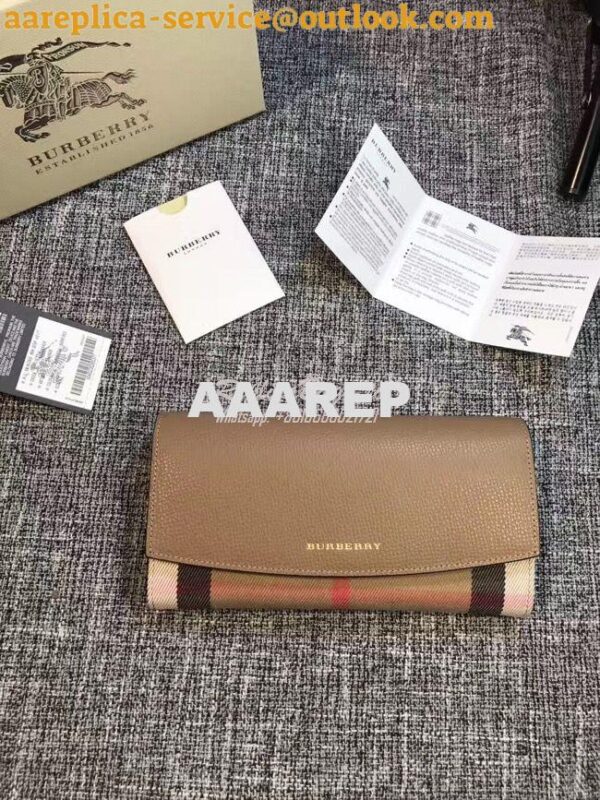 Replica Burberry House Check And Grainy Leather Continental Wallet 29